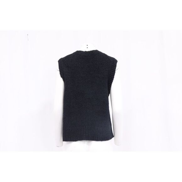Theory V-Neck Sweater Vest in Black Cotton
